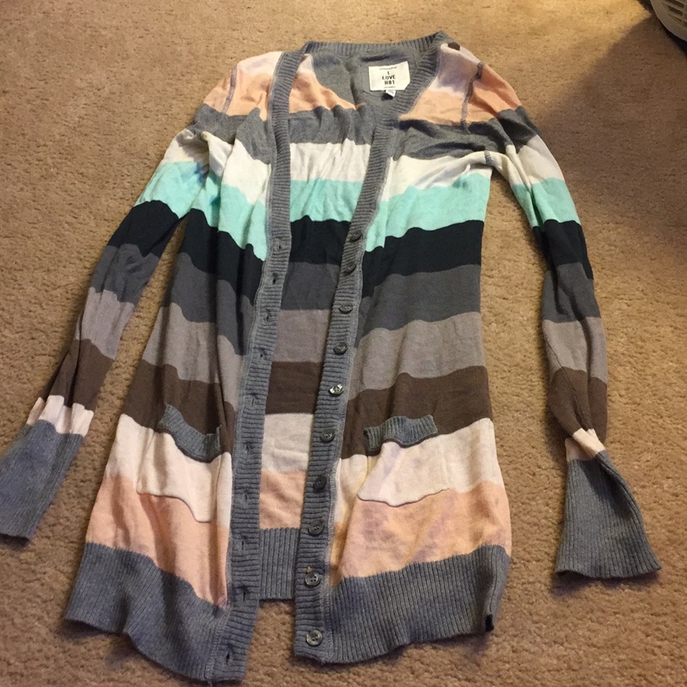 Colorful Long Striped Cardigan